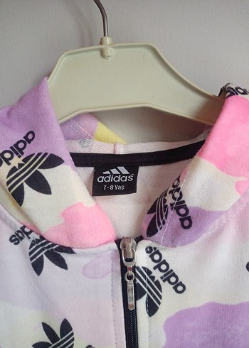 Kız Çocuk Pembe Adidas Desenli Fermuarlı Yelek - Görsel 4