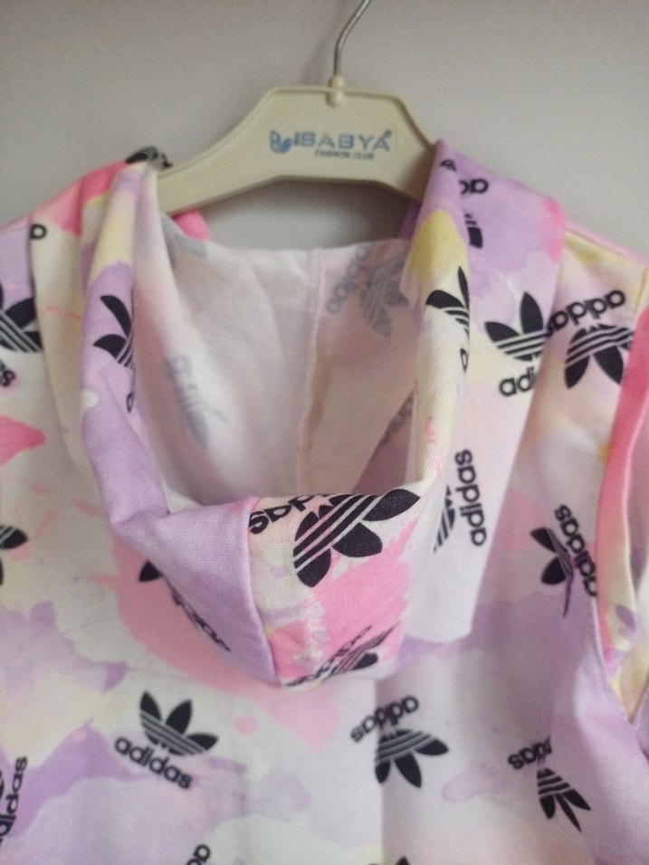 Kız Çocuk Pembe Adidas Desenli Fermuarlı Yelek - Görsel 5