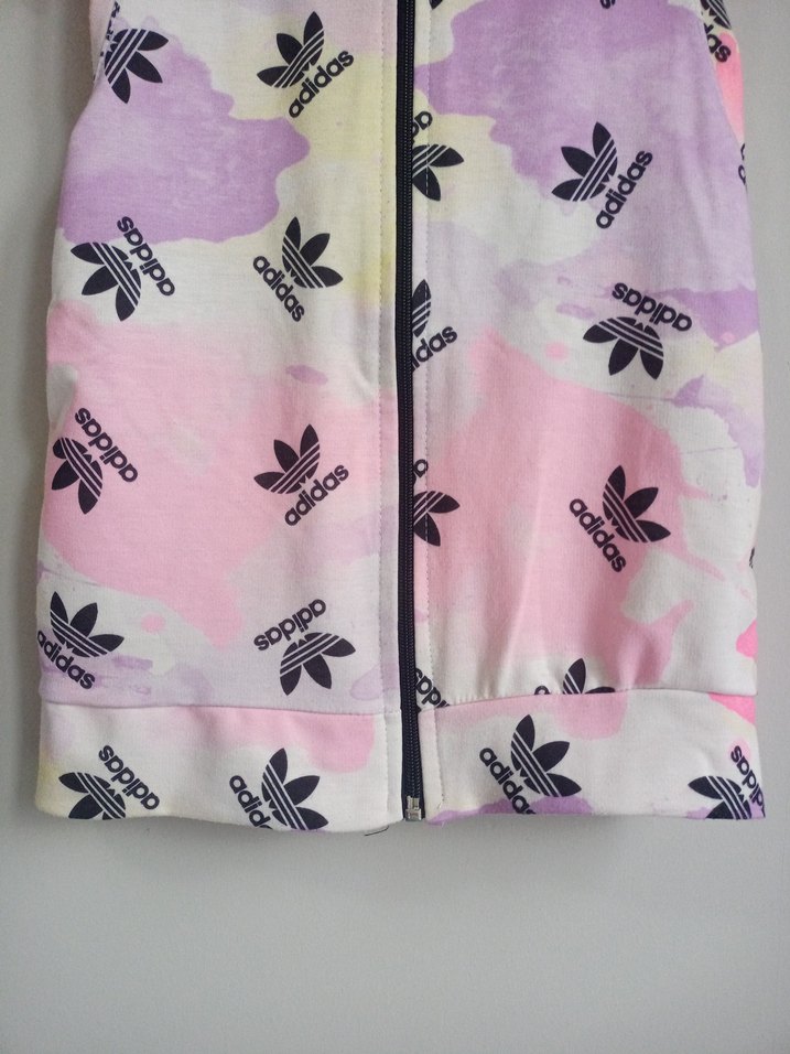 Kız Çocuk Pembe Adidas Desenli Fermuarlı Yelek - Görsel 2