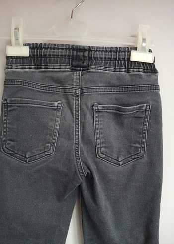 Gri Elastik Bel Kız Kot Pantolon - Görsel 3