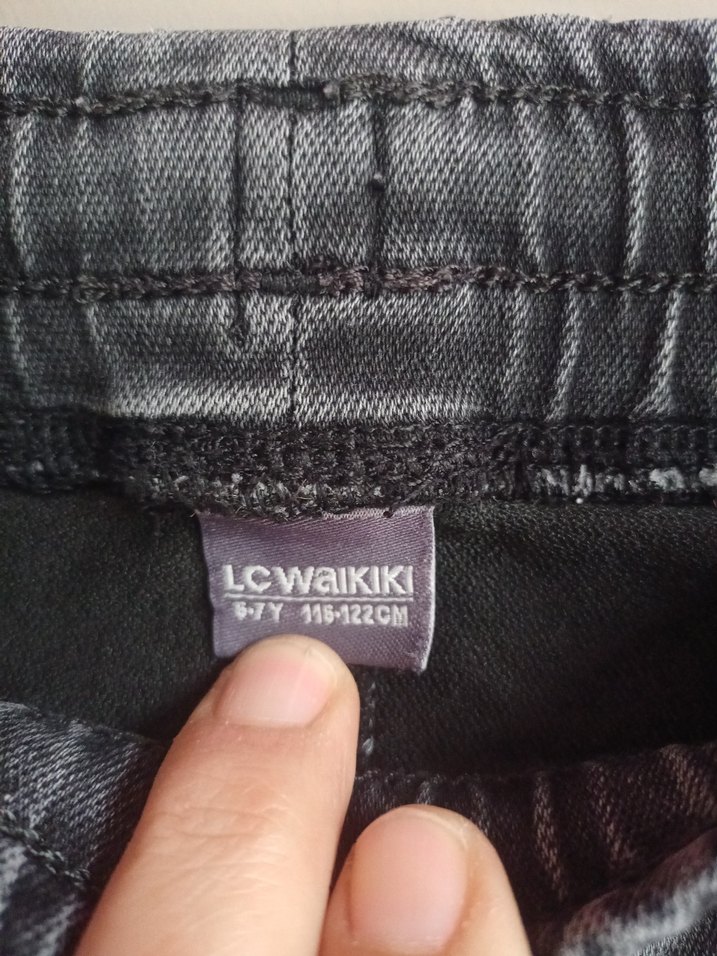 Gri Elastik Bel Kız Kot Pantolon - Görsel 2