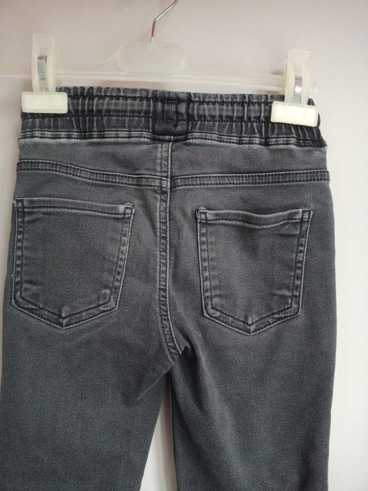 Gri Elastik Bel Kız Kot Pantolon - Görsel 3