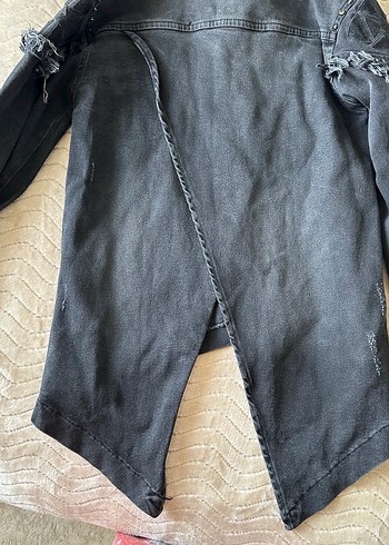 Siyah Düğmeli Uzun Kollu Denim Ceket - Görsel 7