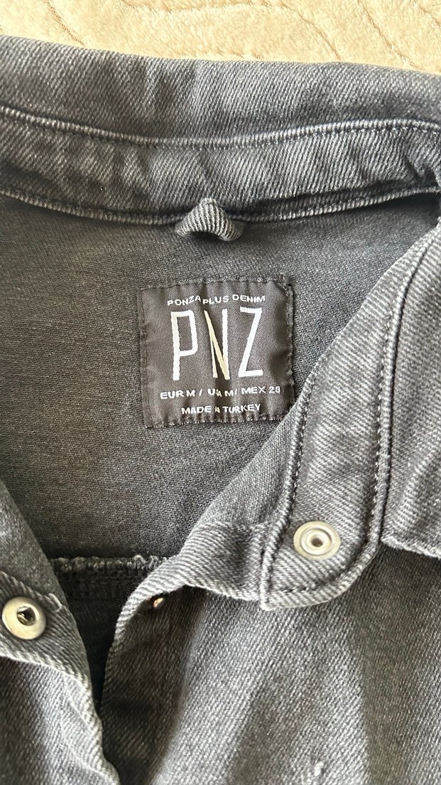 Siyah Düğmeli Uzun Kollu Denim Ceket - Görsel 3