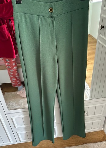 Kadın Haki Yüksek Bel Palazzo Pantolon - Görsel 3