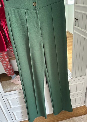 Kadın Haki Yüksek Bel Palazzo Pantolon - Görsel 2