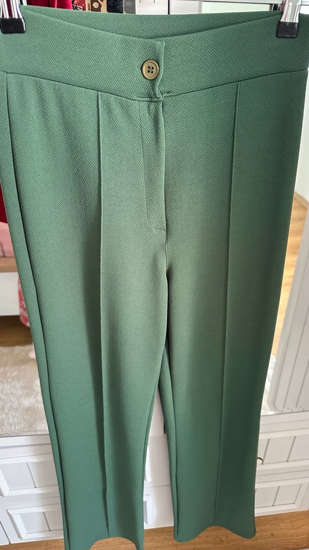 Kadın Haki Yüksek Bel Palazzo Pantolon - Görsel 4