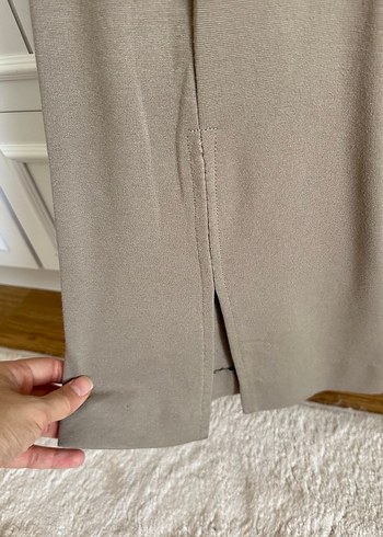 Bej Kemerli Rahat Kesim Kadın Kumaş Pantolon - Görsel 4