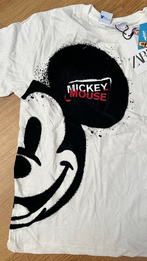 Kız Çocuk Beyaz Mickey Mouse Baskılı Tişört - Görsel 3