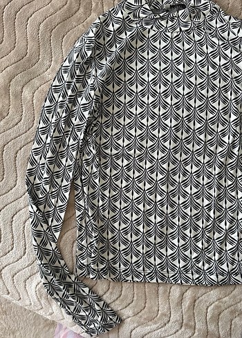 Bohem Gri Örgü Desenli Balıkçı Yaka Bluz - Görsel 3