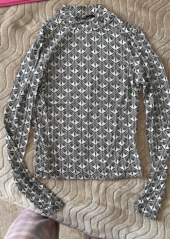 Bohem Gri Örgü Desenli Balıkçı Yaka Bluz - Görsel 7