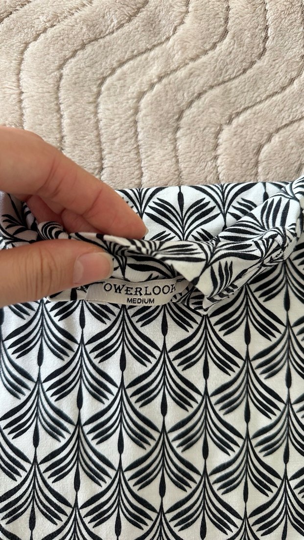 Bohem Gri Örgü Desenli Balıkçı Yaka Bluz - Görsel 4