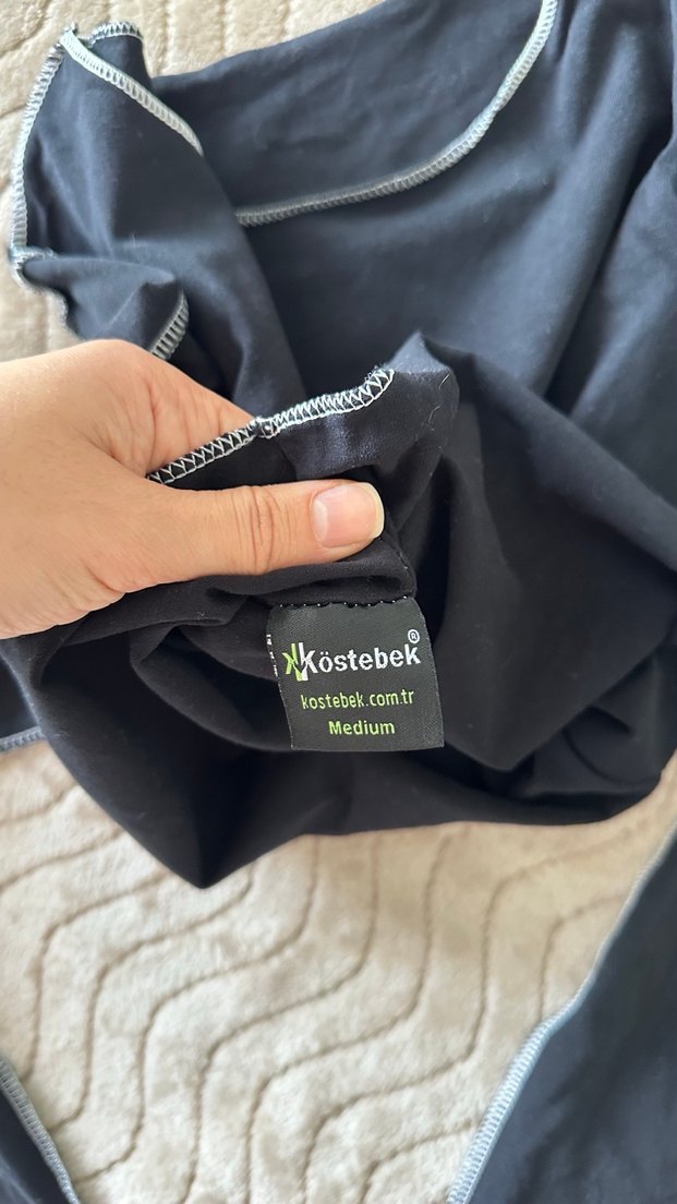 Uzun Kollu Siyah Crop Top - Görsel 5