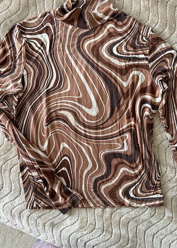 Kahverengi Bohem Uzun Kollu Balıkçı Yaka Bluz - Görsel 6