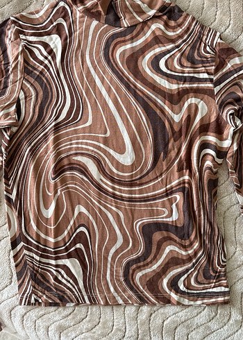 Kahverengi Bohem Uzun Kollu Balıkçı Yaka Bluz - Görsel 3