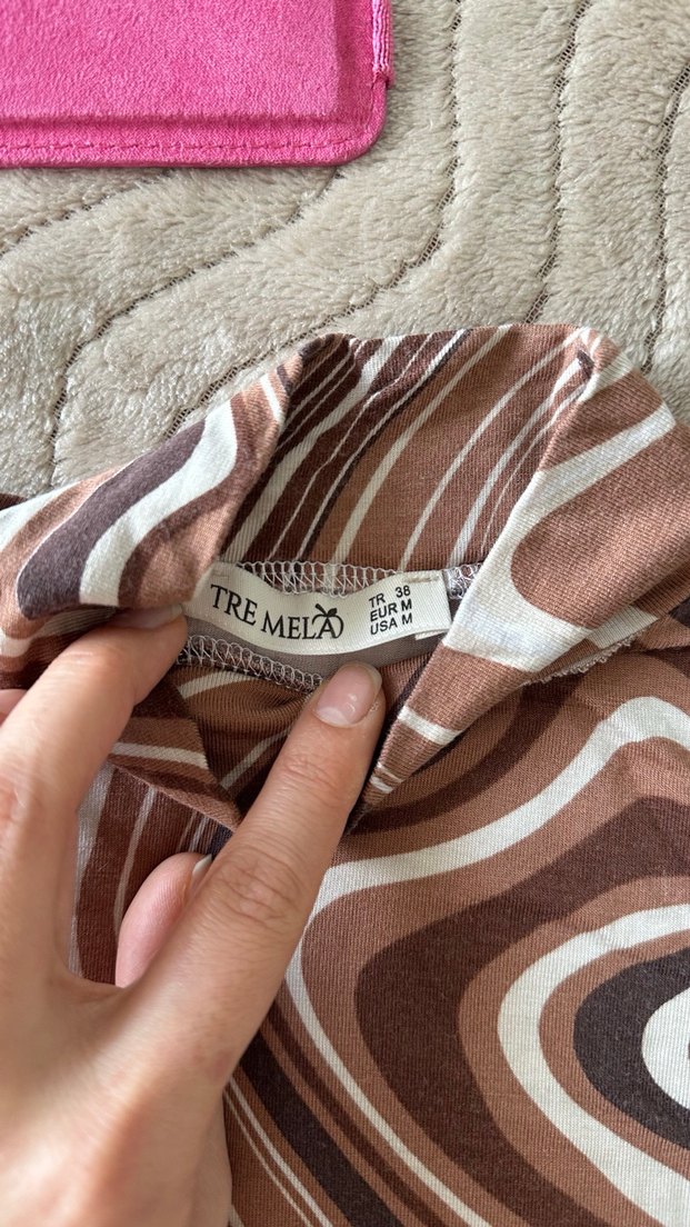 Kahverengi Bohem Uzun Kollu Balıkçı Yaka Bluz - Görsel 5