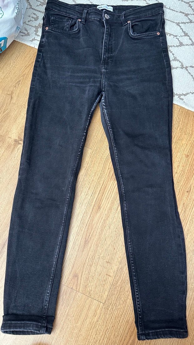 Siyah Midi Boy Normal Kesim Denim Kadın Jean - Görsel 2