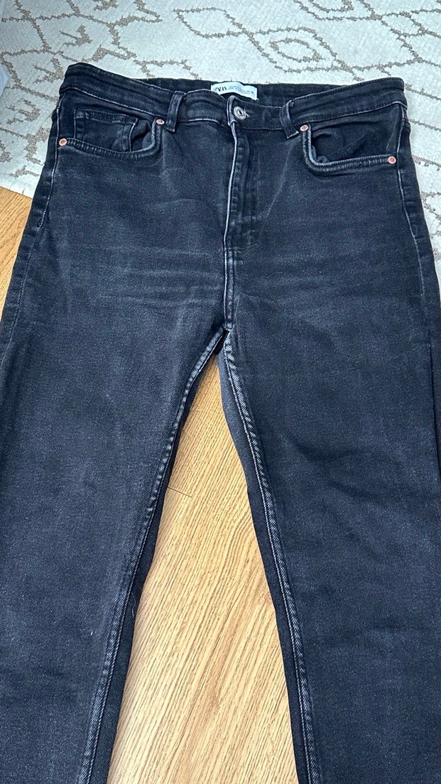 Siyah Midi Boy Normal Kesim Denim Kadın Jean - Görsel 3