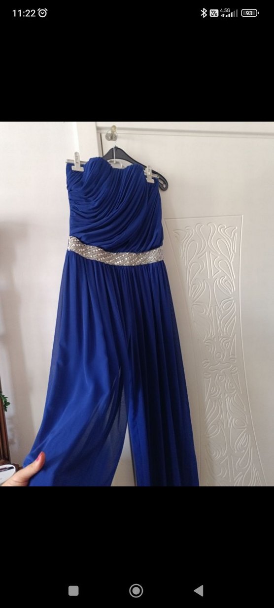 Uzun Lacivert Drapeli Straplez Abiye Elbise - Görsel 3