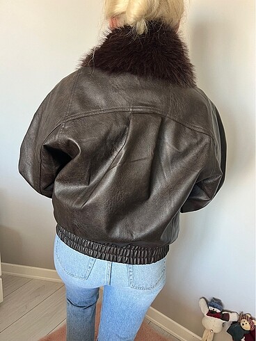 Bershka deri ceket - Görsel 3