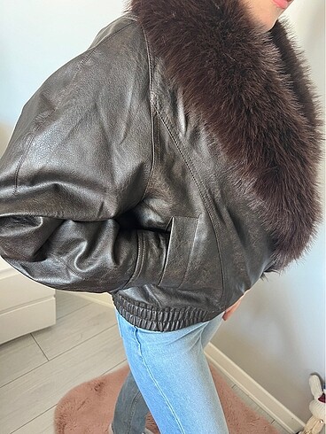 Bershka deri ceket - Görsel 4