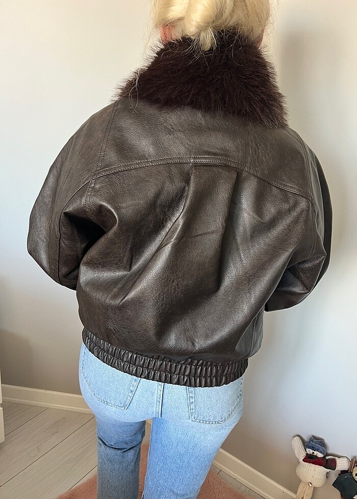 Bershka deri ceket - Görsel 3