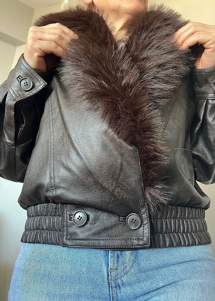 Bershka deri ceket - Görsel 5