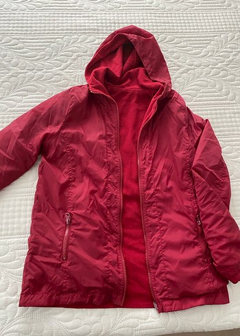 m Beden bordo Renk Bordo Kapüşonlu Fermuarlı Kadın Kışlık Ceket