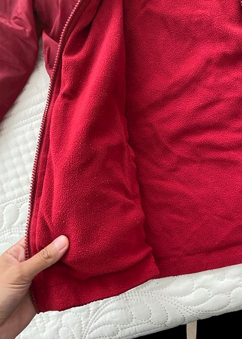 m Beden Bordo Kapüşonlu Fermuarlı Kadın Kışlık Ceket