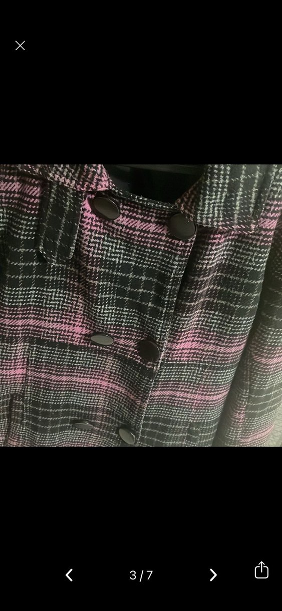 Mor Ekose Desenli Midi Kadın Palto - Görsel 4