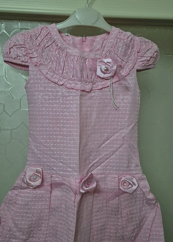 3-4 yaş Pembe Kız Çocuk Kolsuz Fırfırlı Elbise - Görsel 2