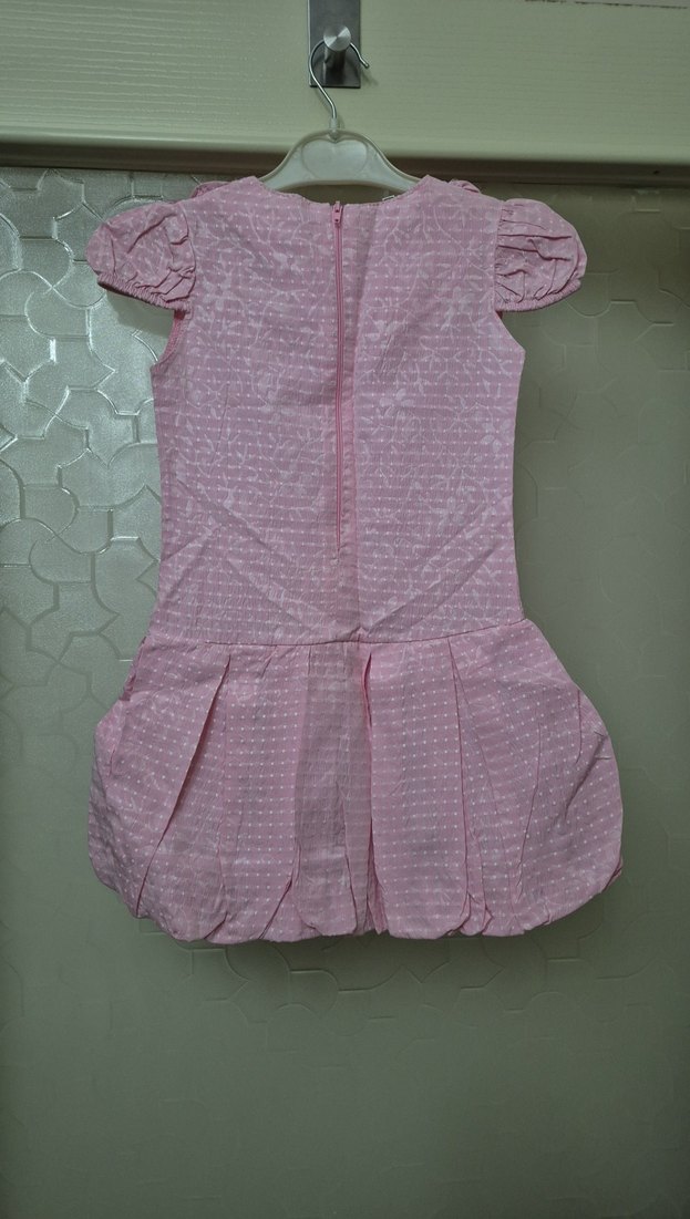 3-4 yaş Pembe Kız Çocuk Kolsuz Fırfırlı Elbise - Görsel 4