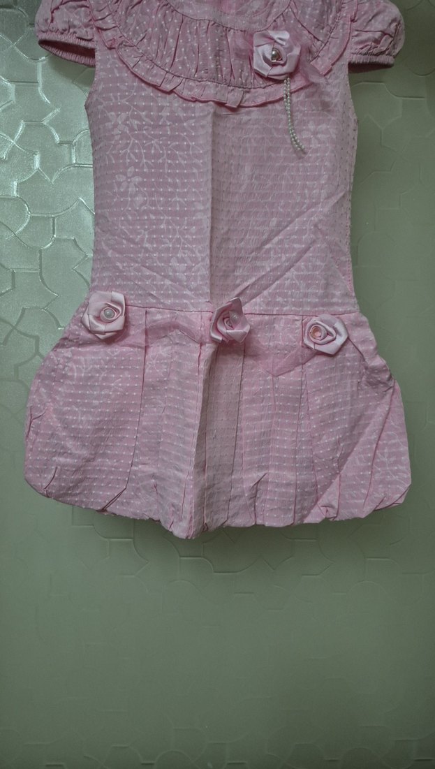 3-4 yaş Pembe Kız Çocuk Kolsuz Fırfırlı Elbise - Görsel 3