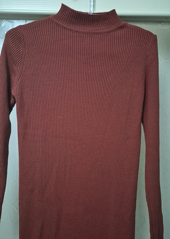 Triko Uzun Kollu Yüksek Yakalı Elbise - Görsel 4