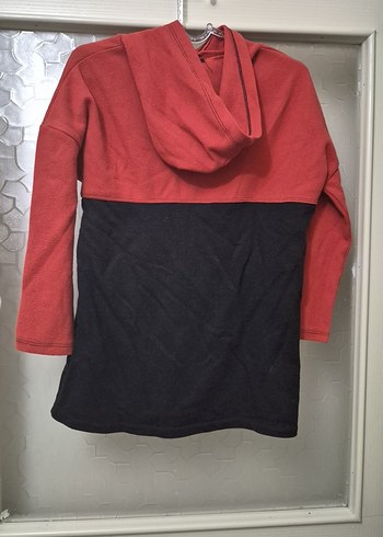 Kiremit/Siyah Kapüşonlu Kadın Sweatshirt - Görsel 4