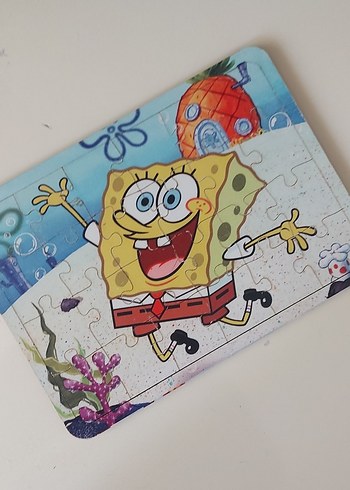 Diğer Renkli SüngerBob Ahşap Çocuk Yapbozu