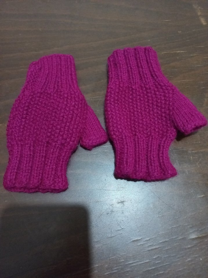 Mor Örgü Parmaksız Kadın Eldiveni - Görsel 2
