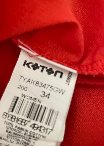 Kırmızı V Yakalı Fırfır kollu turuncu Mini Elbise - Görsel 7