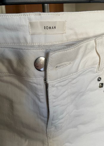 Roman beyaz aplikeli kadın Kot Pantolon - Görsel 7