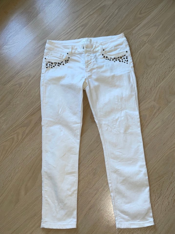 Roman beyaz aplikeli kadın Kot Pantolon - Görsel 4