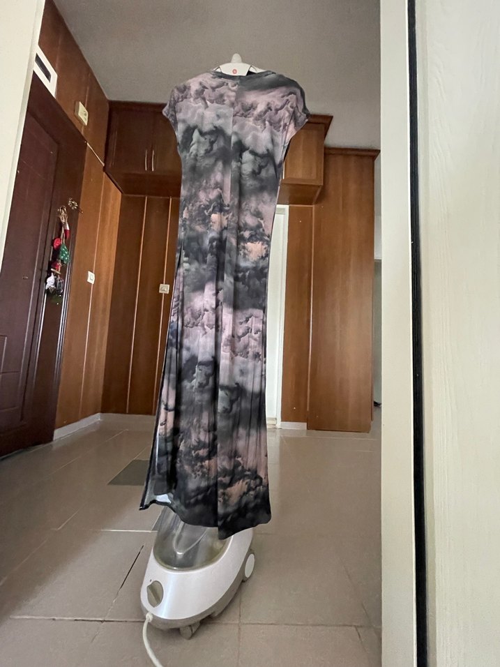 Uzun Kamuflaj Benzeri Desenli Rahat Elbise - Görsel 3