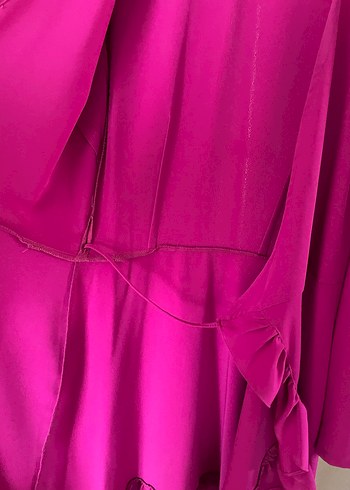 Uzun Kollu Mor-Fuşya Kadın Elbise - Görsel 8