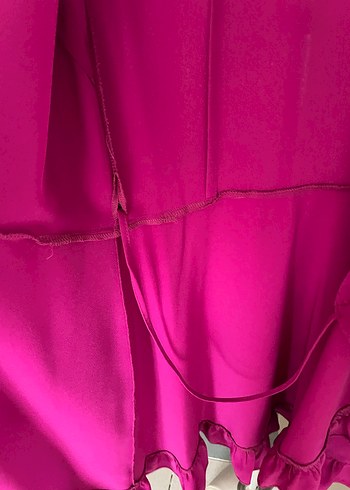 Uzun Kollu Mor-Fuşya Kadın Elbise - Görsel 4