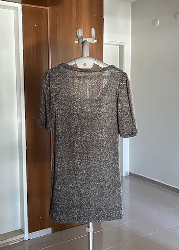 V Yaka Triko Midi Elbise - Görsel 5