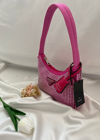  Beden pembe Renk Pembe Payetli Prada Kadın Çanta
