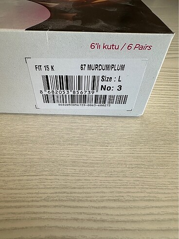 l Beden beyaz Renk Penti Mürdüm Külotlu Çorap No 3