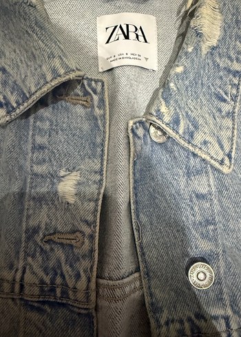 Zara Düğmeli Gri Kadın Denim Ceket