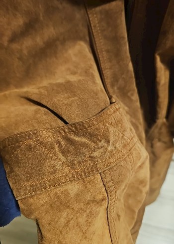 Kahverengi Nakışlı Süet Ceket/Mont - Görsel 8