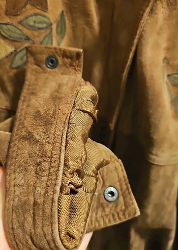 Kahverengi Nakışlı Süet Ceket/Mont - Görsel 6