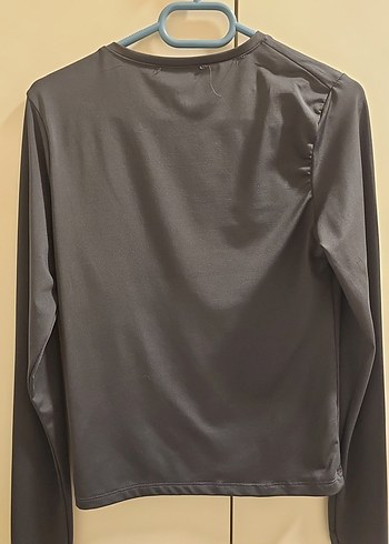 Kadın Gri Uzun Kollu Basic Fit Tişört - Görsel 2
